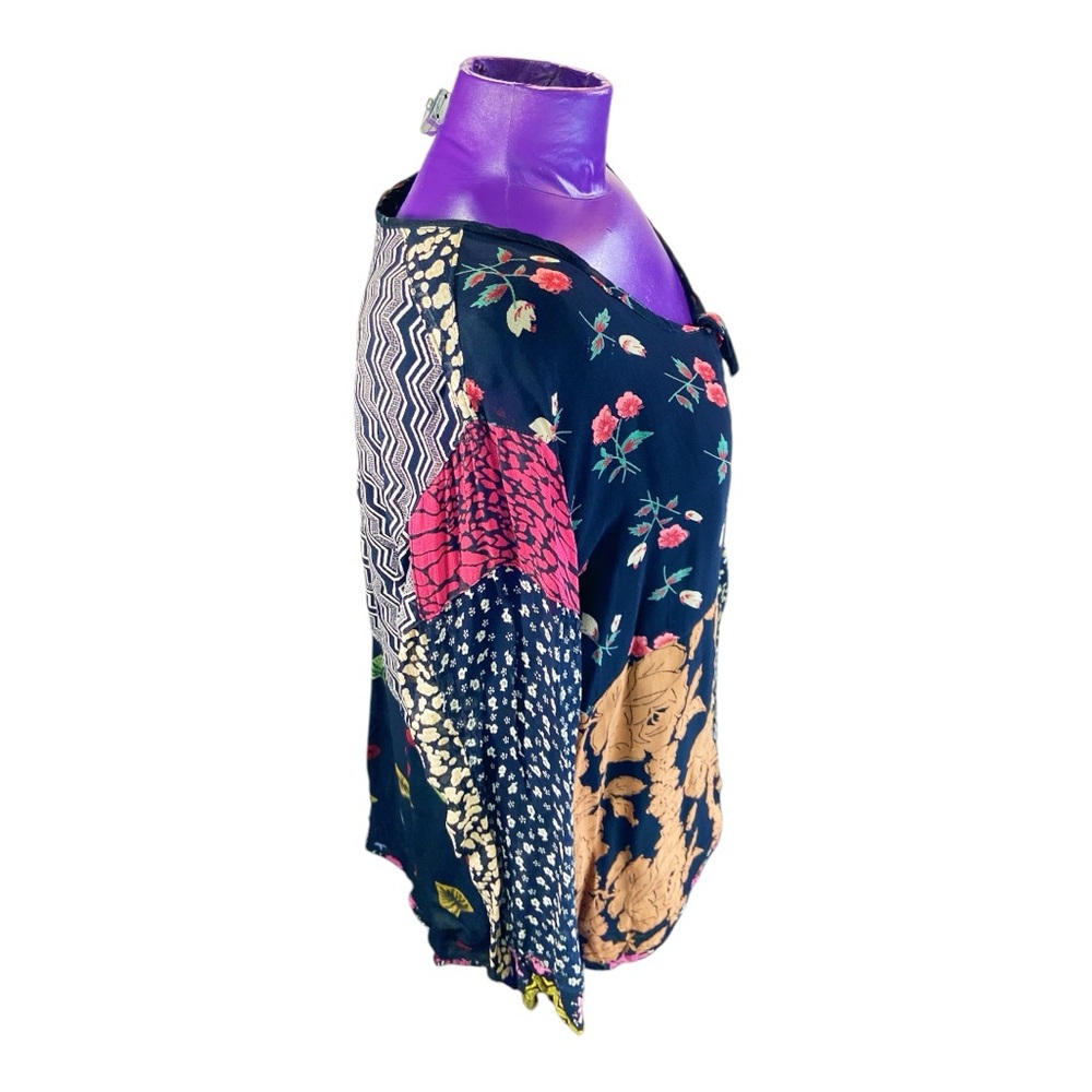 Sacred Threads Black Floral Patchwork Women's Ray… - image 2